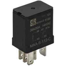 5-polet mikrorelæ 12V 35/20A, fremragende til forskellige applikationer.