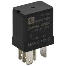 5-polet mikrorelæ 24V 20/10A, perfekt til industrielle installationer.