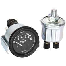 Olietryksmåler med føler til 24V system, perfekt til traktorer og landbrugsmaskiner.
