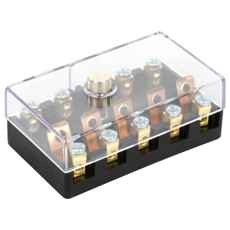 Brugbar 5-delt sikringsholder med cera og skrue, let at installere.