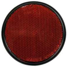Rød rund refleks 84 mm, ideel for signering og sikkerhedslignende anvendelser.