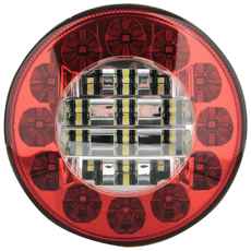 Rund LED baglygte 10-30V, kombinerer tåge- og baklys for bedre synlighed.