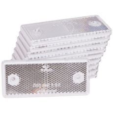 Pakke med 10 hvide reflekser 96X42 mm med monteringshuller, sikkerhedsmulighed.