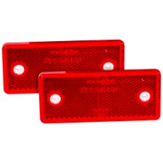 Reflekser i rød, 96X42 mm, 2 stk med monteringshuller, øger sikkerhed og synlighed.