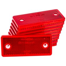 Pakke med 10 røde reflekser 96X42 mm med monteringshuller, sikkerhedsløsning.