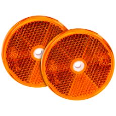 Gul rund refleks 61 mm med monteringshuller, pakke med 2 stykker.