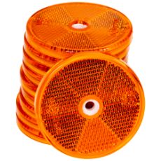 Gul rund refleks 61 mm med monteringshuller, pakke med 10 stykker.