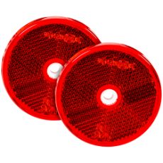 Rød rund refleks 61 mm med monteringshul, pakke med 2 styk for sikker brug.