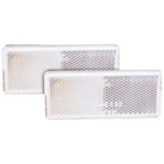 Hvid refleks 96x42 mm, selvklæbende, pakke med 2 styk til sikkerhedsbrug.