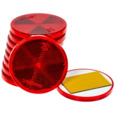 Rød refleks 61 mm, selvklæbende, pakke med 10 styk til øget synlighed.