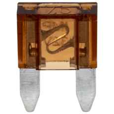 Brun 7,5A mini flad sikring, 10 stk i pakning, fremragende til mellemstrøms anvendelse.