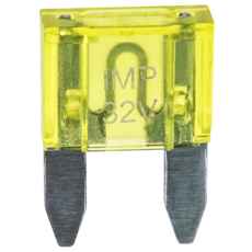 Mini flad sikring 20A gul, pakket i 10 stk til kompakte applikationer.