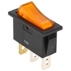 On/Off kontakt 12V med gul lampe, synlig og brugervenlig.