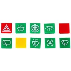 Afbryder med blandet symbol for forskellige funktioner.