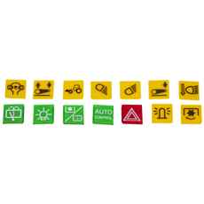 Symboler til afbrydere, passer til Valmet modeller, inklusiv 14 stykker.