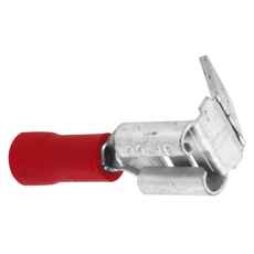 Dobbeltfladstift hun 6,5/6,3 i rød farve, 10 stykker, ideelle til elektriske forbindelser.