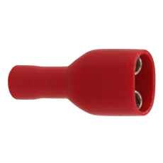 Isoleret flatstifthylster hun 2,8 mm rød, 100 stk til sikker forbindelse.