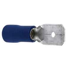 Sæt med 10 blå Fladstift han 6,5 til elektriske forbindelser.