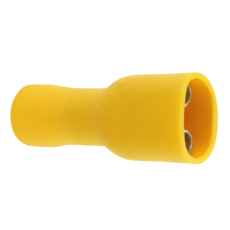 Isoleret fladstikskobling hun 6,5 mm gul, 10 stykker til små projekter.