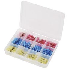 Krympeforbindelsessæt indeholder 100 dele til komplette reparationer.