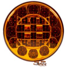 Gul rund LED baglys for 10-30V, ideelt til traktorer og maskiner.