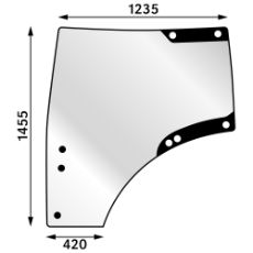 Venstre dørglas til John Deere 6105R-6210R, stærk og holdbar.