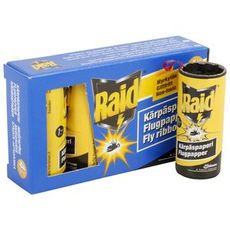 Pakke med 4 styk Raid fluepapir, effektiv løsning til insektbekæmpelse.
