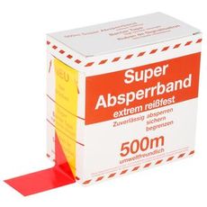 Barrikadebånd i rød og gul plast, 75mm x 500mm, perfekt til sikker markering og afgrænsning.