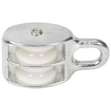 Blok 6X20Mm med parhjul i galvaniseret stål og nylon, perfekt til traktorudstyr.