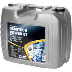 Motorolie Semitech Power E7 10W-40L i en praktisk 20 liters beholder til biler.
