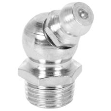 Smørenippel i 45 grader, 12mm x 1,5mm, til effektiv smøring af maskiner.
