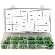 270-dele O-Ring sortiment i grønt, perfekt til diverse applikationer.